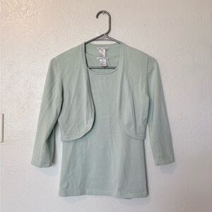 Oscar de la Renta Mint Green Knit Set size Small 70% cashmere